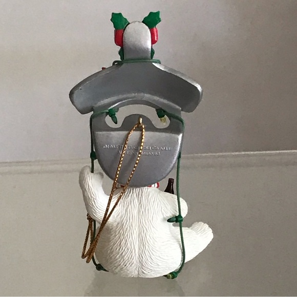 Coca Cola Polar Bear on Bottle Opener Polar Bear Collection Ornament -VTG - 1995 - Picture 3 of 12